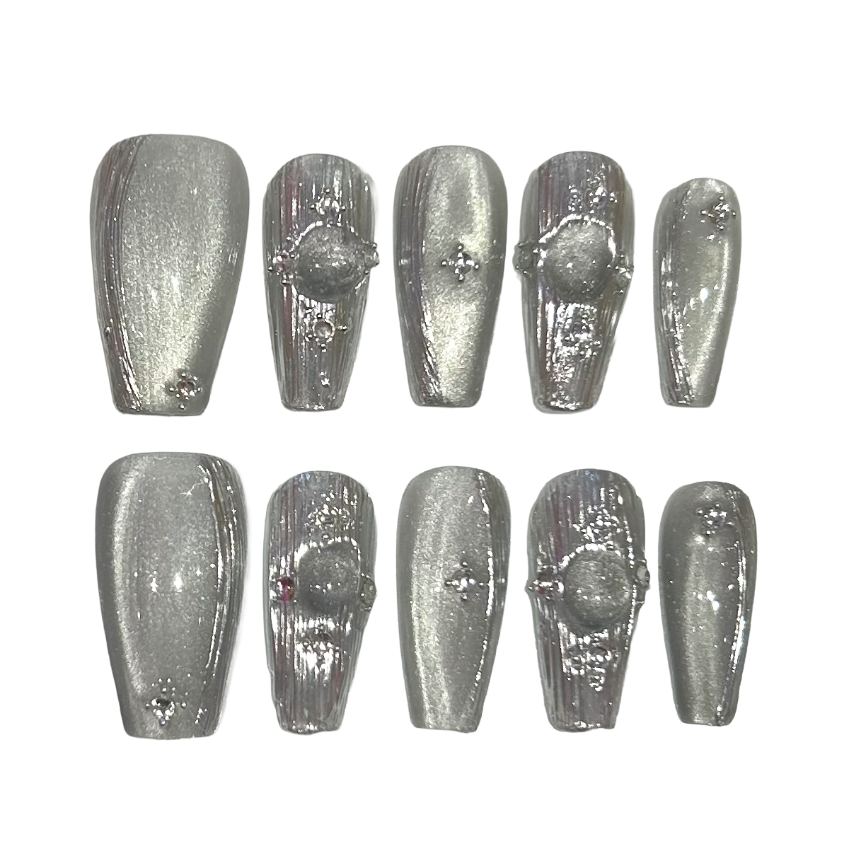 Silver Spring Acrylic Coffin Press On Nail - MaYonail Store