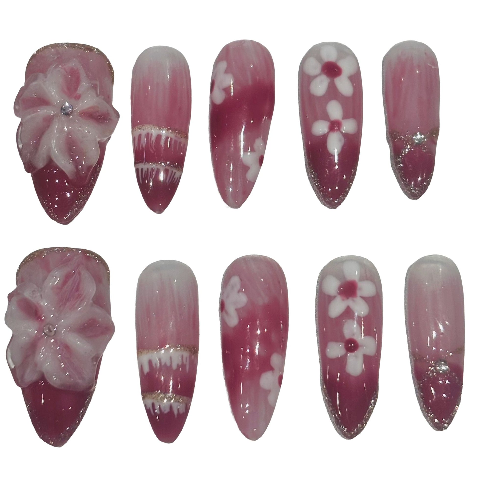Cherry Sakura Acrylic Oval press On Nail - MaYonail Store