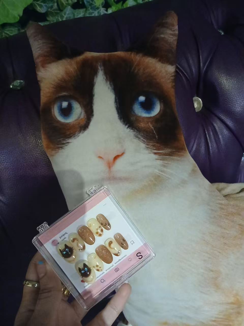 Meownail Siamese cat Acrylic Round Press On Nail - MaYonail Store