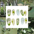 Green Garden Acrylic Almond Press On Nail - MaYonail Store
