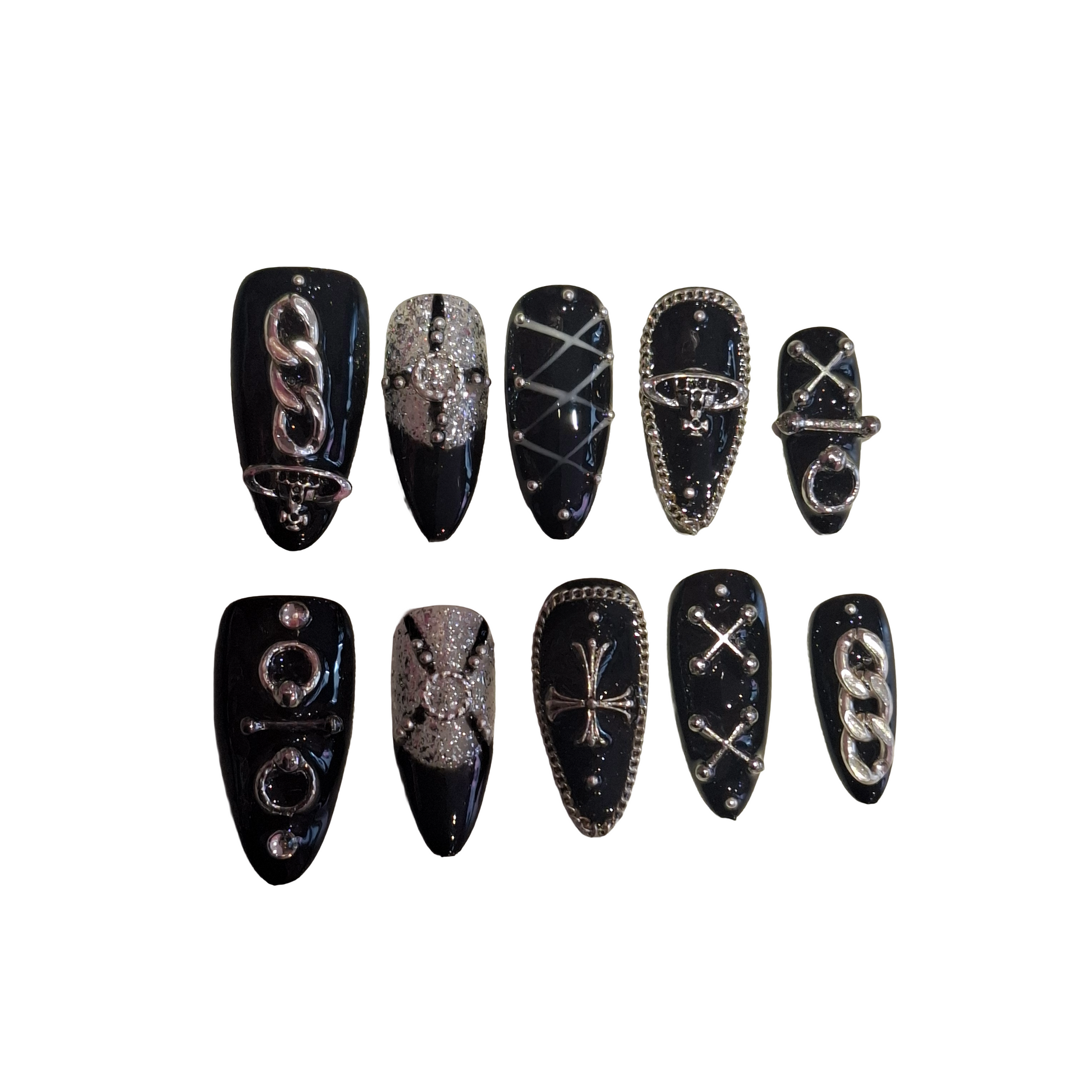 Crucifix Couture Acrylic Almond Press On Nail - MaYonail Store