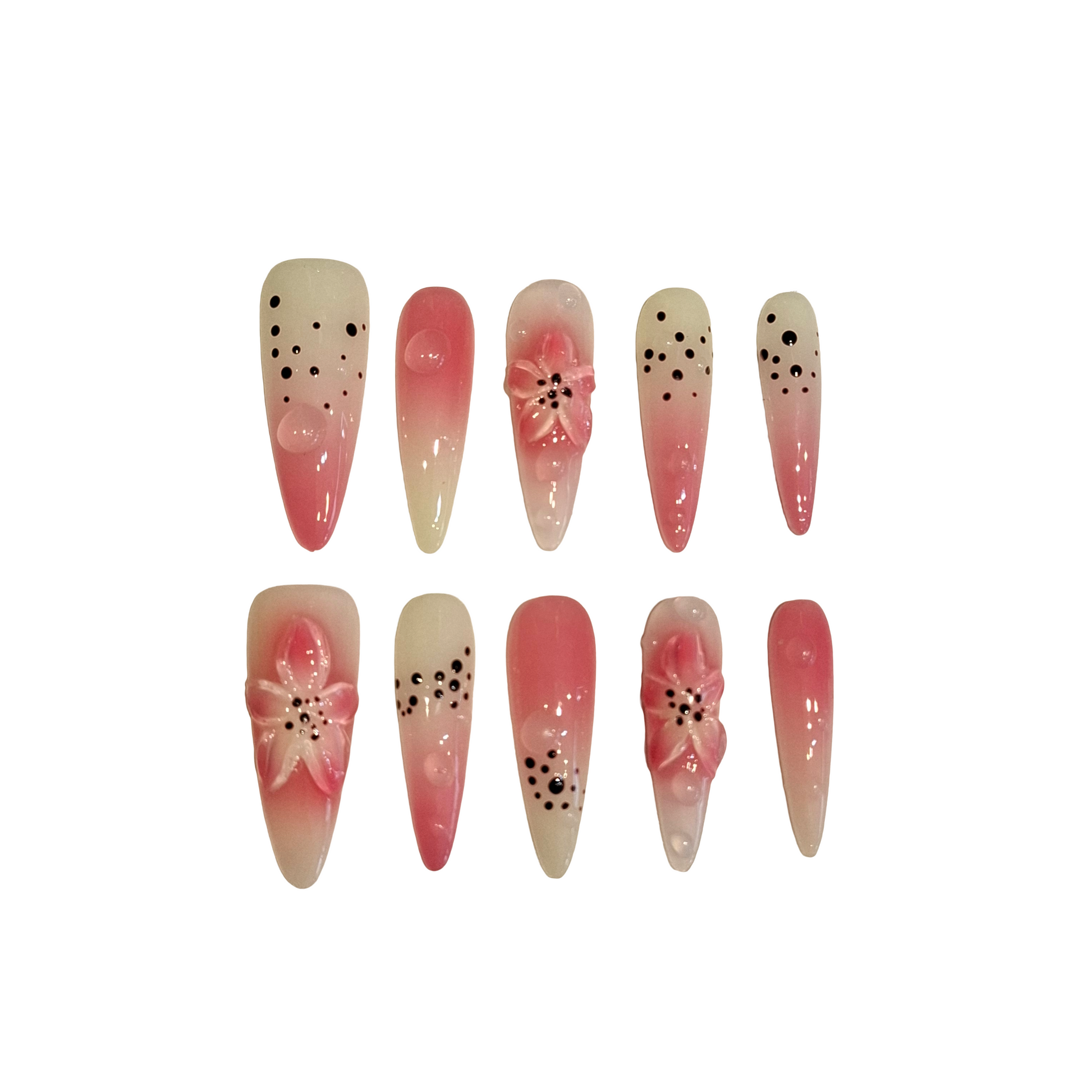 Cherry Blossom Acrylic Stiletto Press On Nail - MaYonail Store