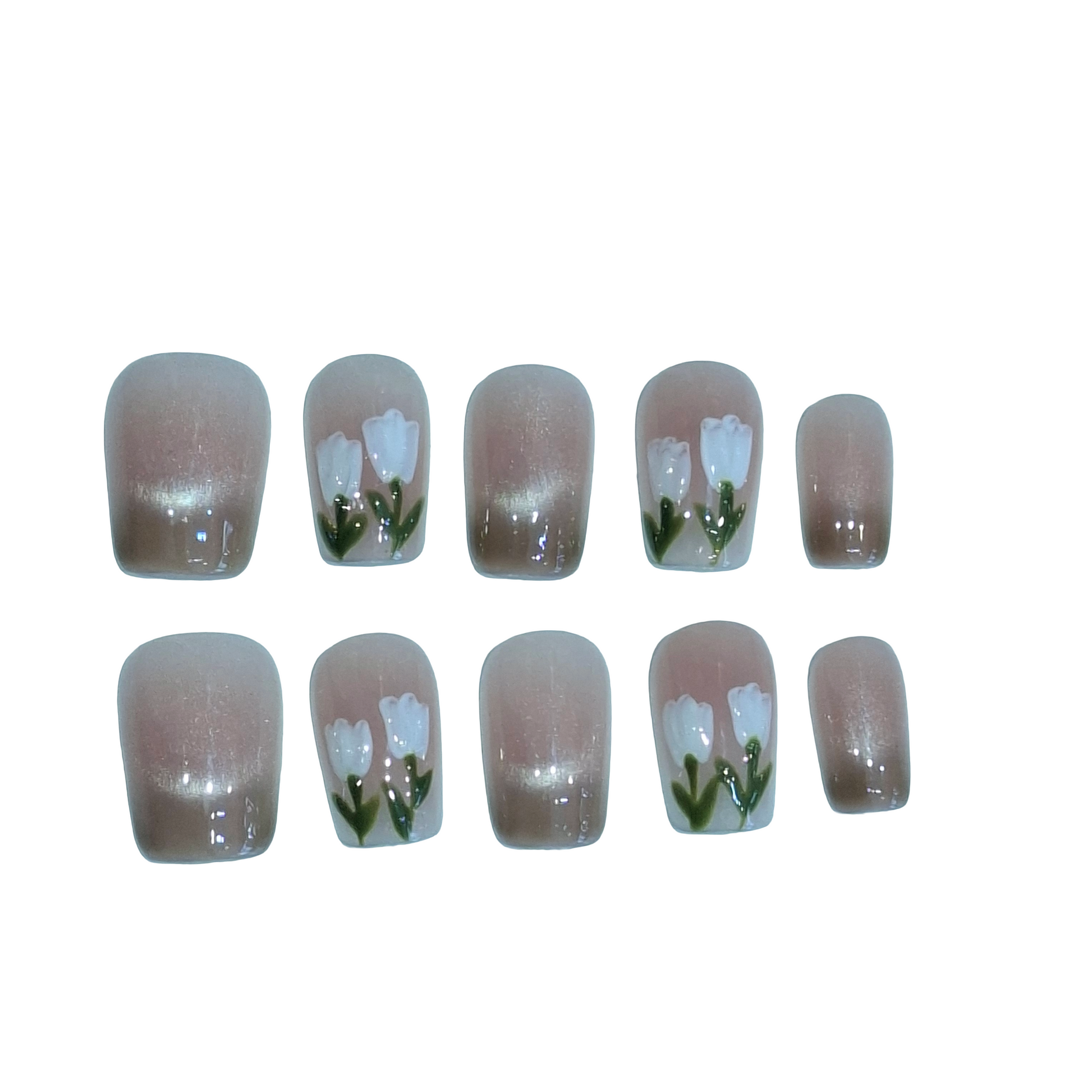 Tulip Shimmer Acrylic Square Press On Nail - MaYonail Store