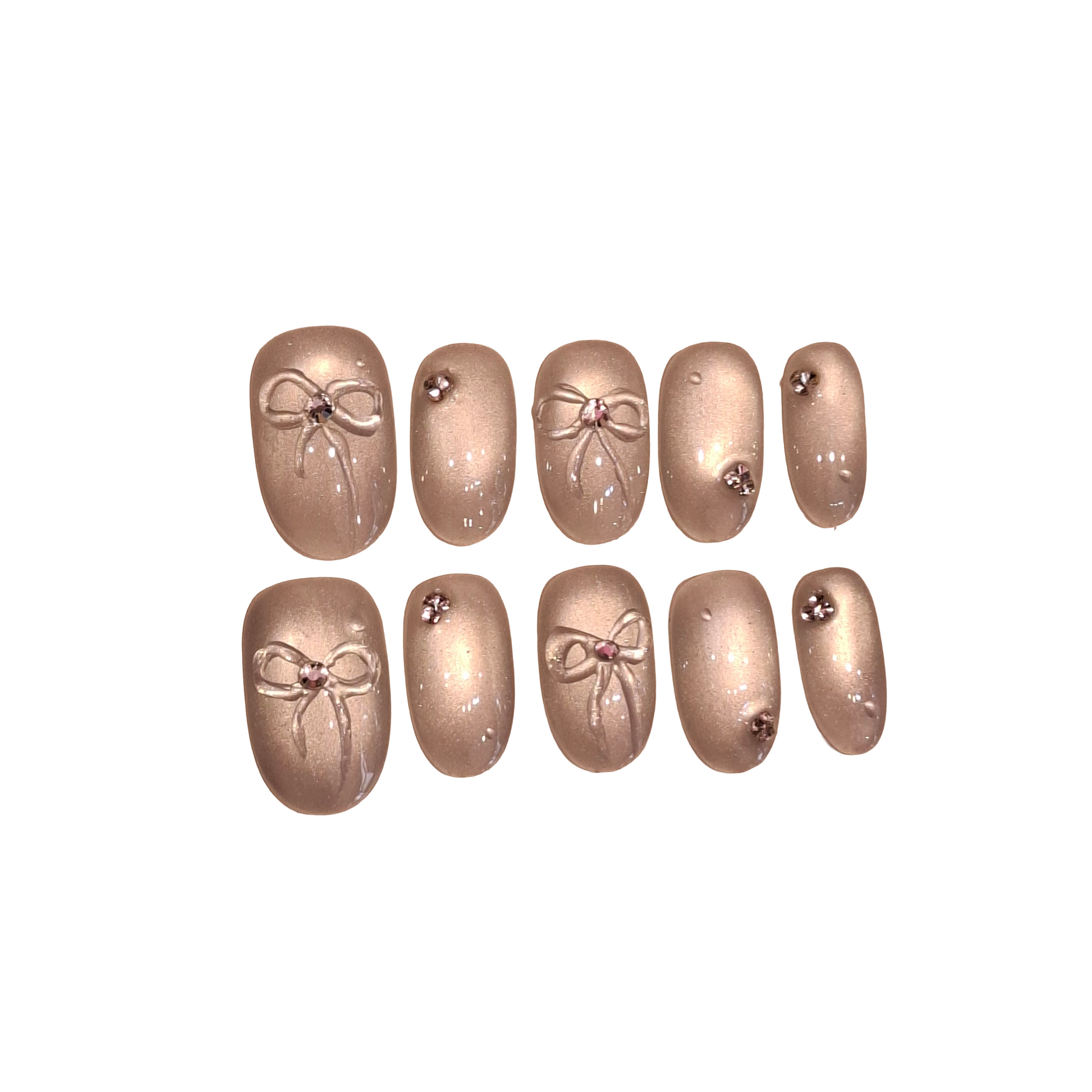 Silver Tie Acrylic Almond Press On Nail - MaYonail Store