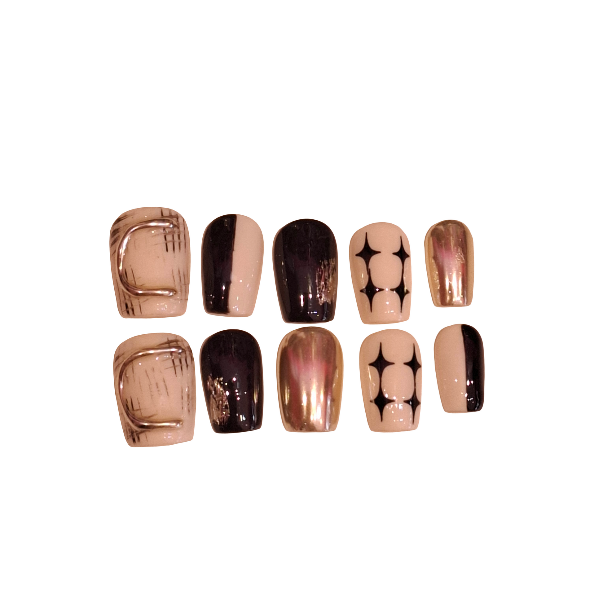Midnight Glamour Acrylic Square Press On Nail - MaYonail Store