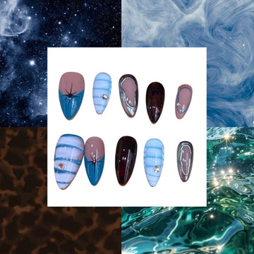 Moonlight Waves Acrylic Almond  Press On Nail Y81 - MaYonail Store