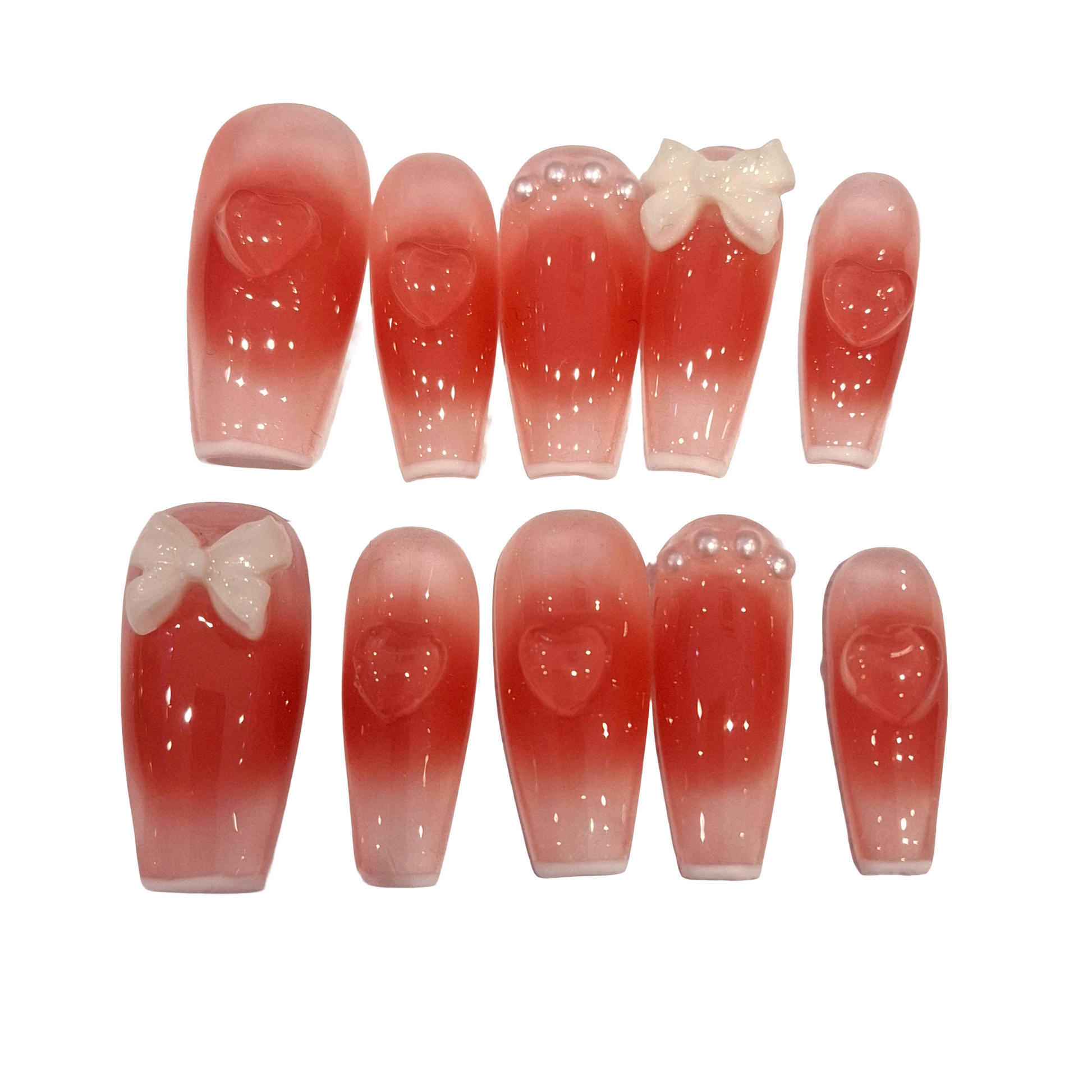 Ombre Love Acrylic Coffin Press On Nail - MaYonail Store