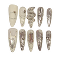 Silver Serpent Acrylic Stiletto Press On Nail - MaYonail Store