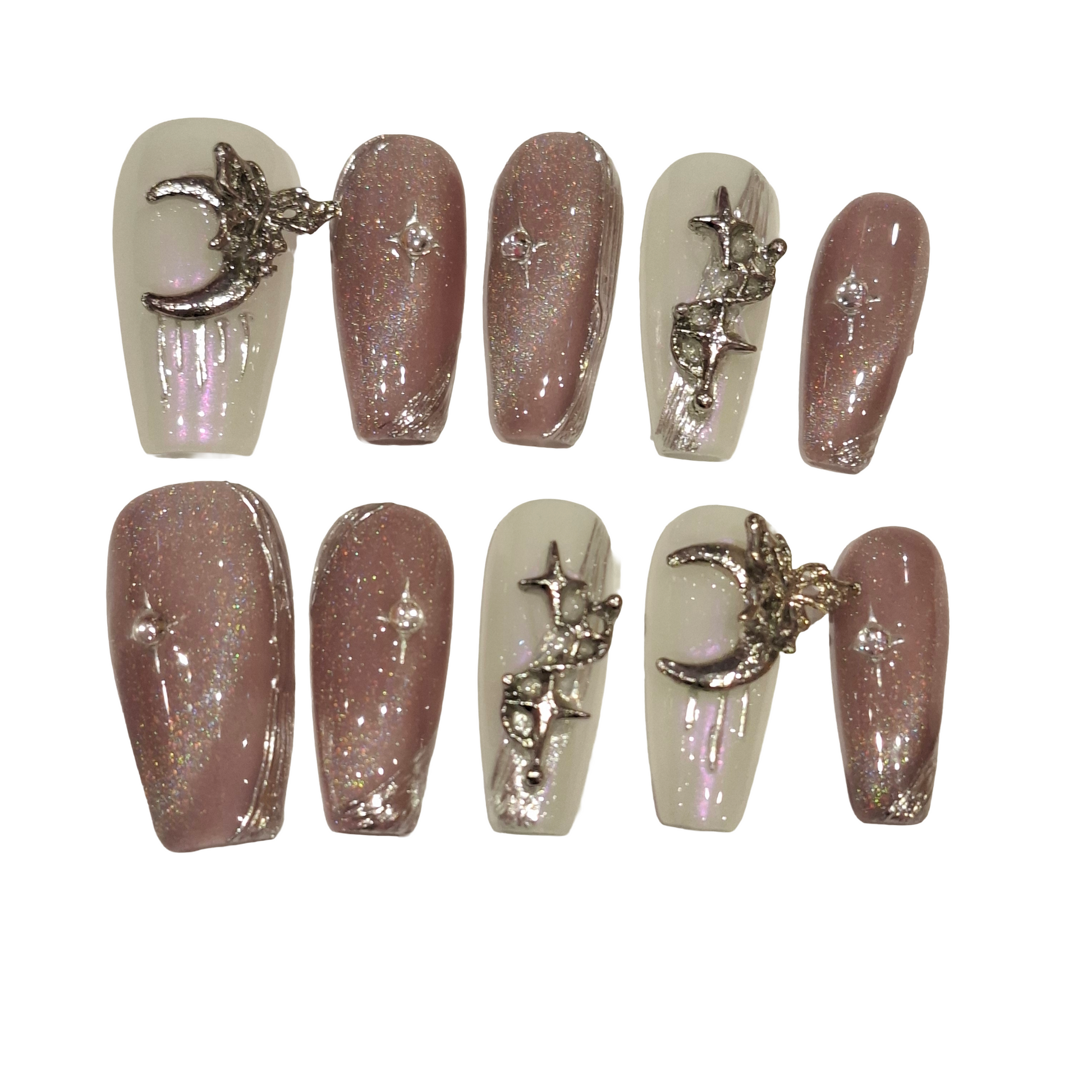 Fantasy Shimmer Acrylic Coffin Press On Nail - MaYonail Store