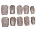 Lilac Sparkle Acrylic Square Press On Nail - MaYonail Store
