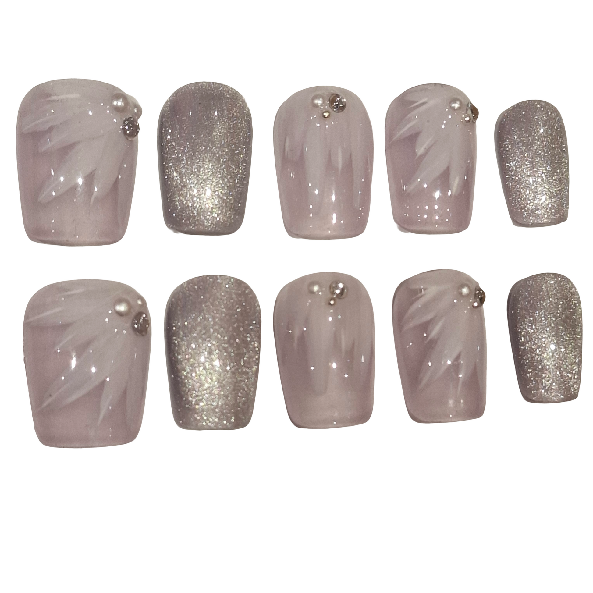 Lilac Sparkle Acrylic Square Press On Nail - MaYonail Store
