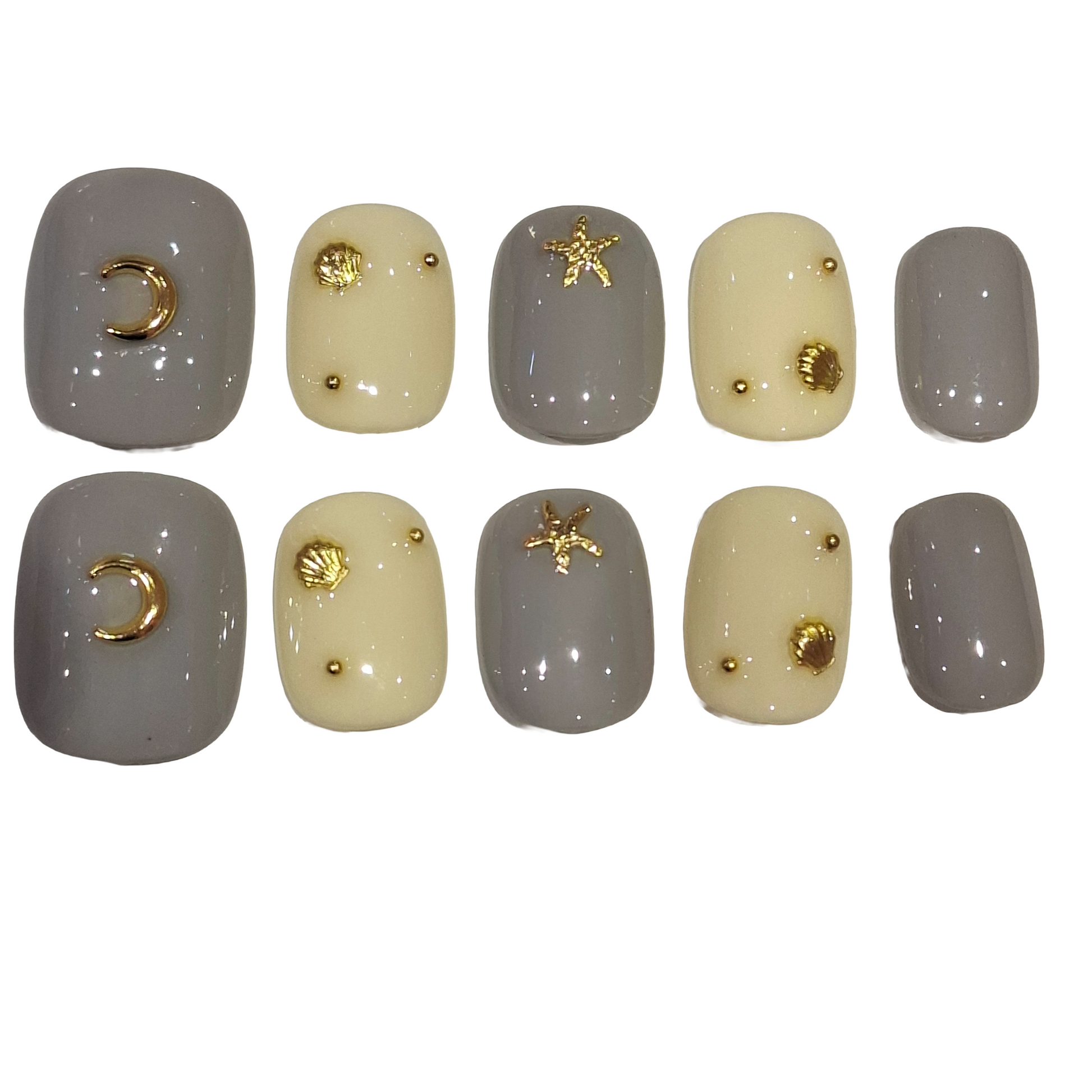 Baby Blue beach Acrylic Oval Press On Nail - MaYonail Store