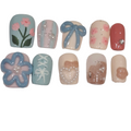 Funky Florals Acrylic Square Press On Nail - MaYonail Store
