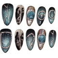 Blue Shimmer Acrylic Almond press On Nail - MaYonail Store