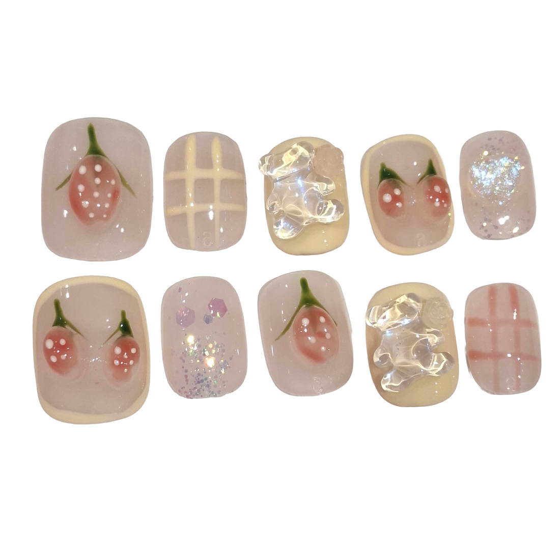 Kawaii Berry Acrylic Oval press On Nail