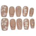 Floral Nude Acrylic Coffin press On Nail - MaYonail Store