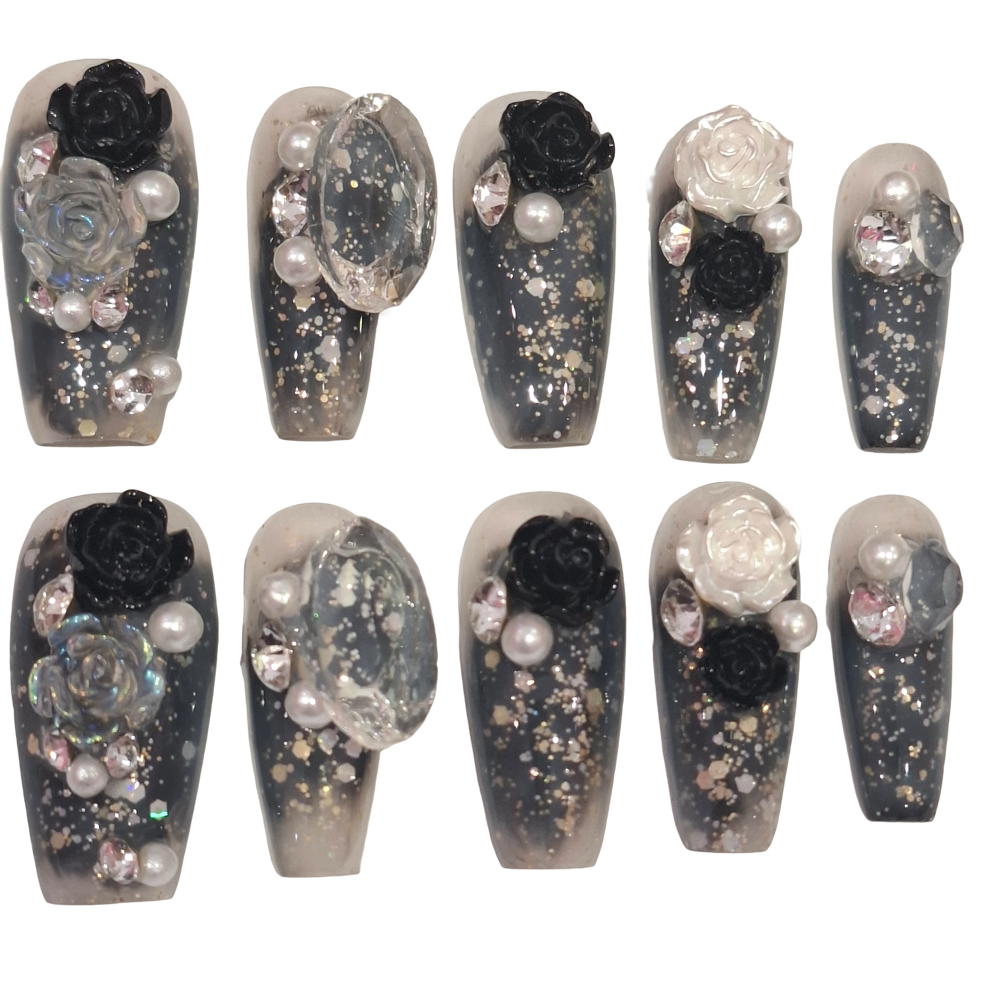 Gothic Bouquet Acrylic Coffin press On Nail - MaYonail Store