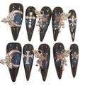 Midnight Blue Acrylic Stiletto press On Nail - MaYonail Store