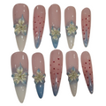 Fruity Floral Acrylic Stiletto press On Nail - MaYonail Store