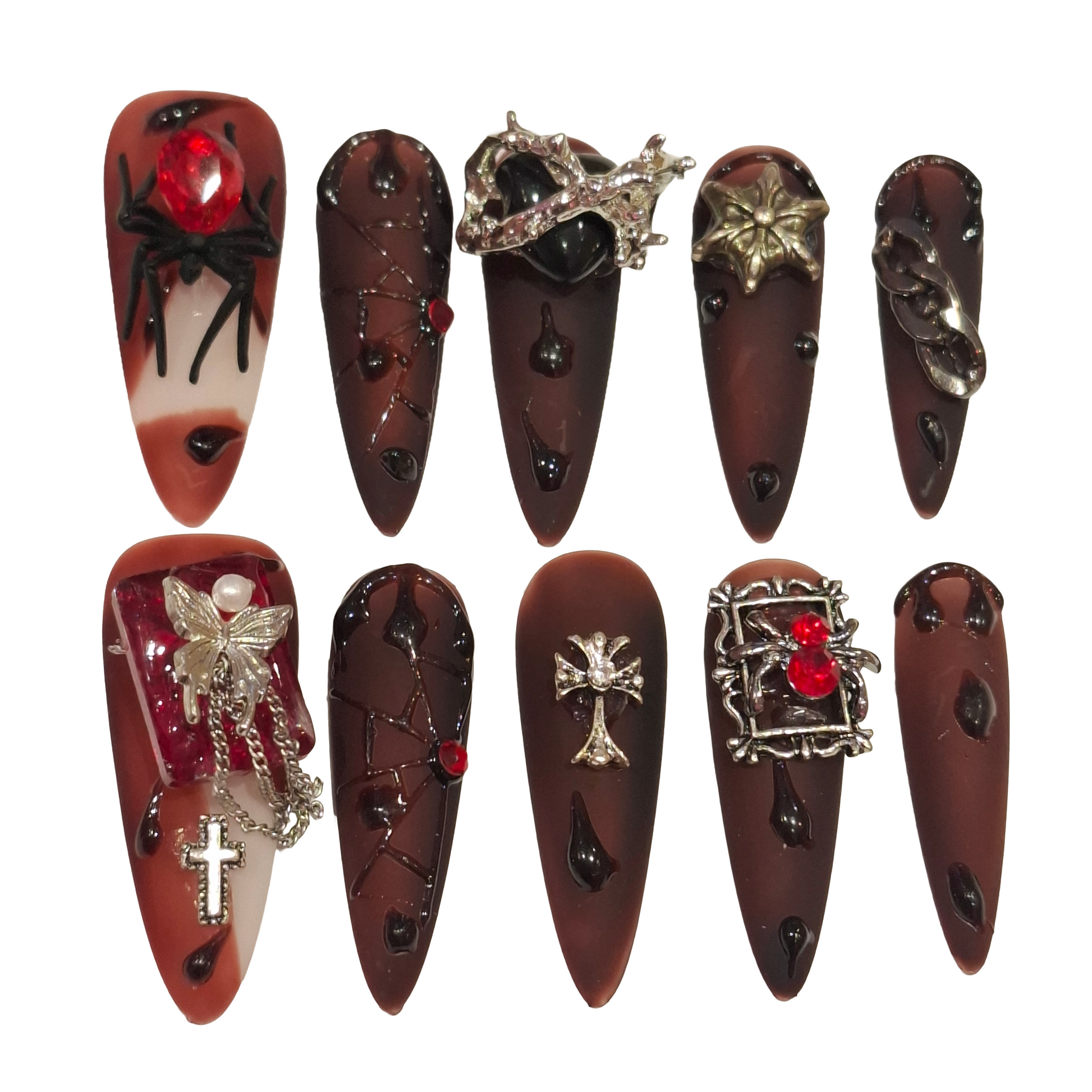 Spider Bait Acrylic Stiletto Press On Nail - MaYonail Store