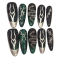 Green Serpent Acrylic Oval Press On Nail - MaYonail Store