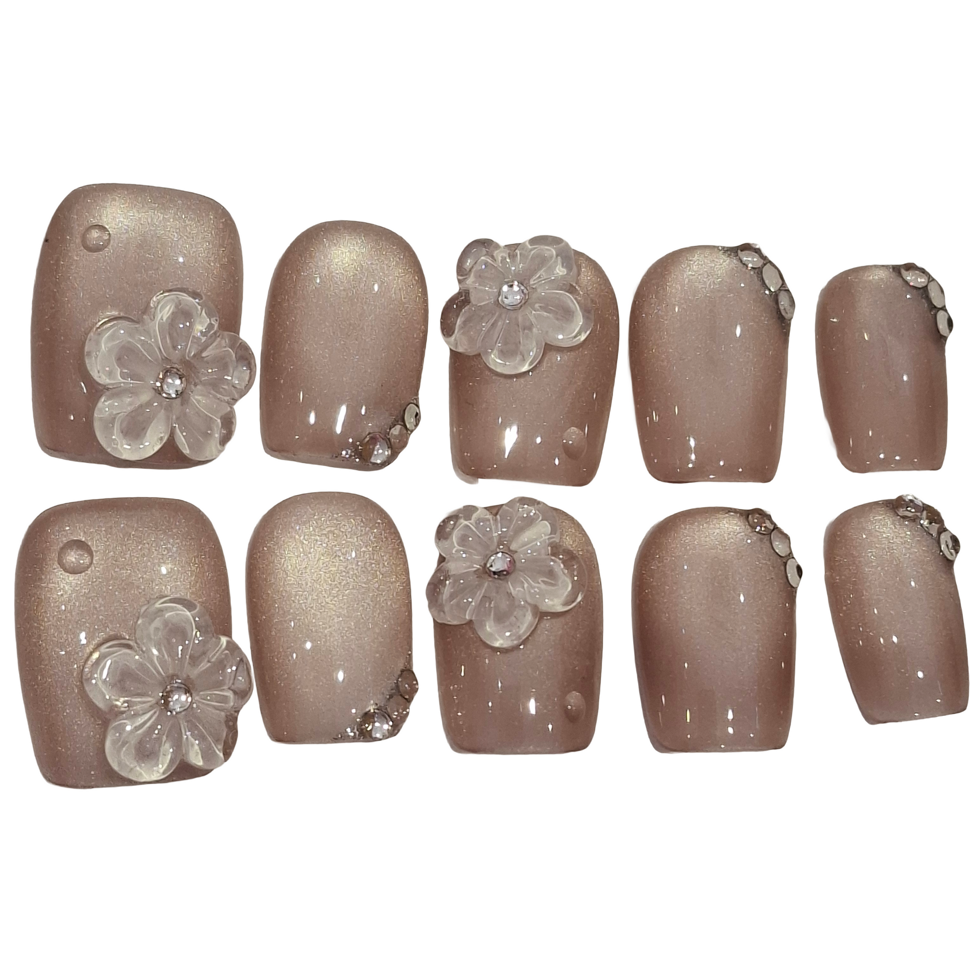 Crystal Pink Acrylic Square press On Nail - MaYonail Store