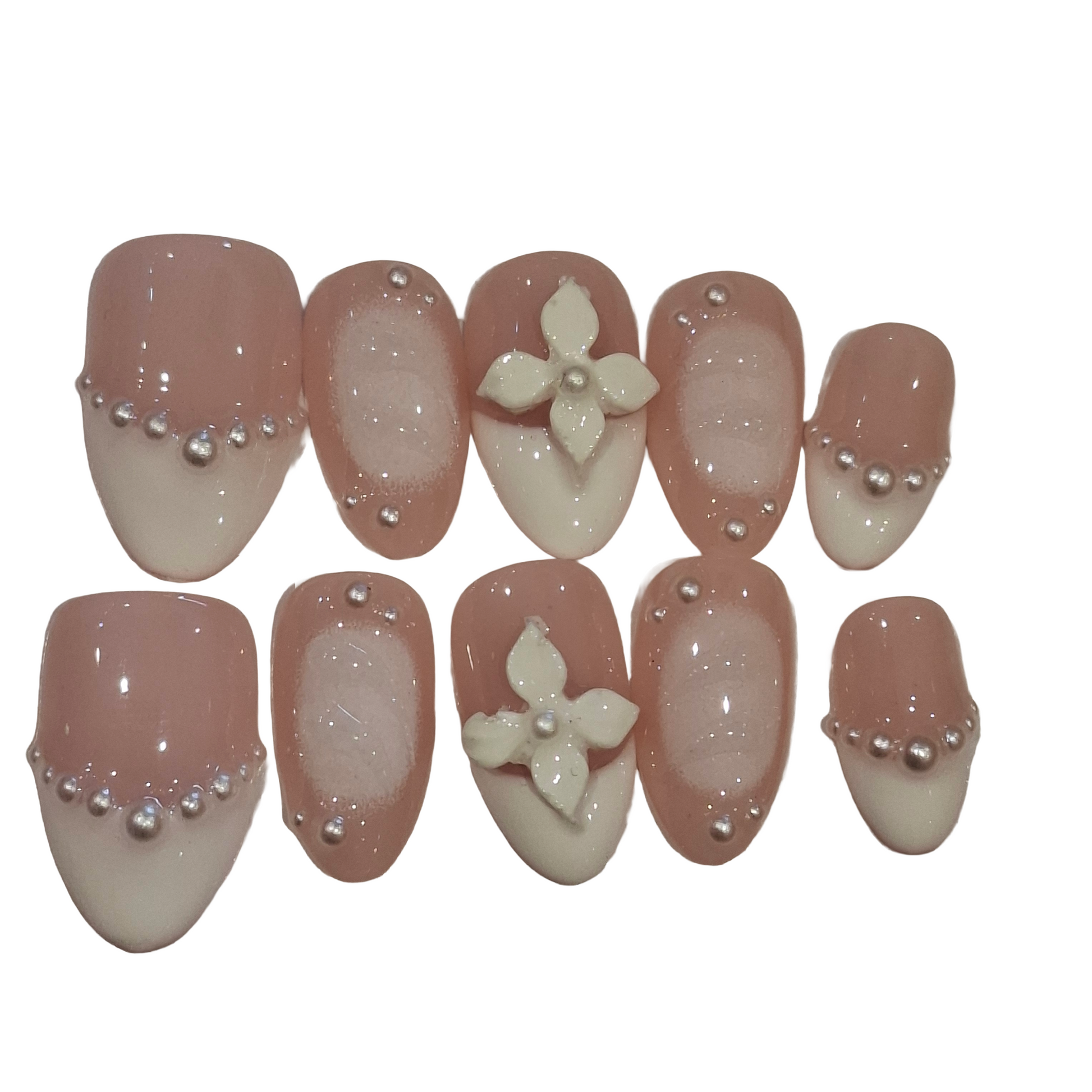 Pearl White Acrylic Almond Press On Nail - MaYonail Store