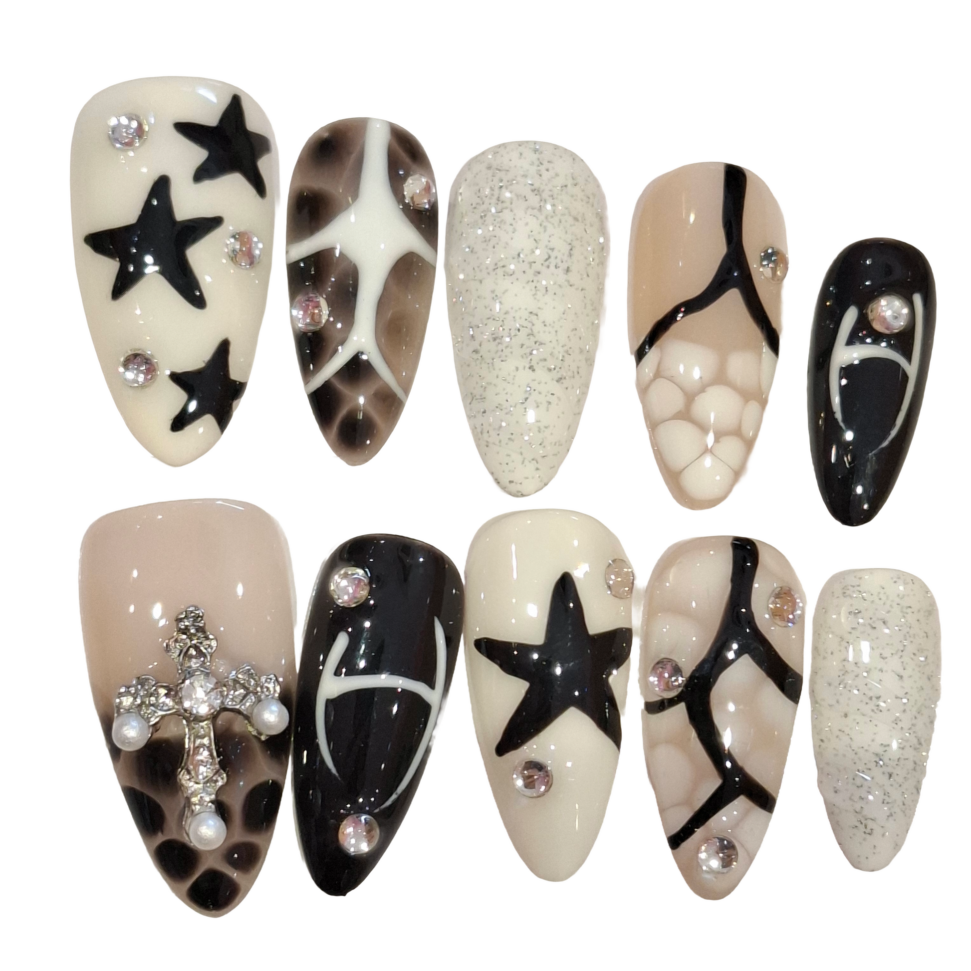 Starlight Acrylic Almond Press On Nail - MaYonail Store