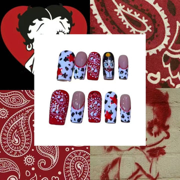 Betty Boop Acrylic Square Press On Nail Y222