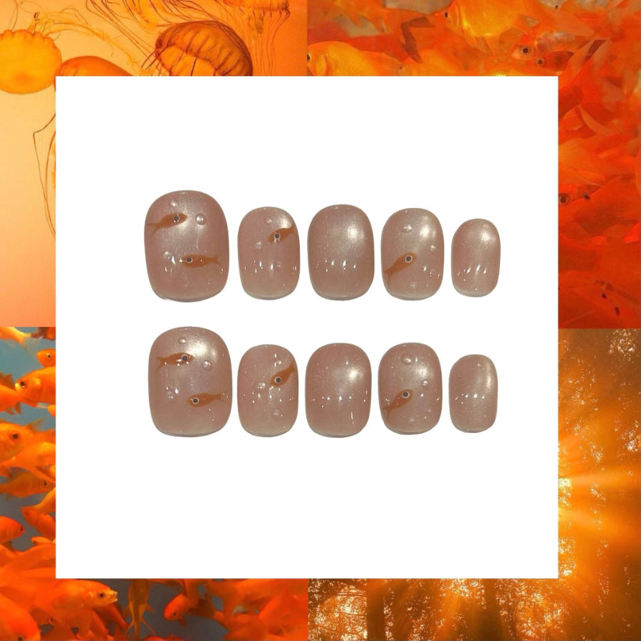 Baby Goldfish Acrylic Square Press On Nail - MaYonail Store
