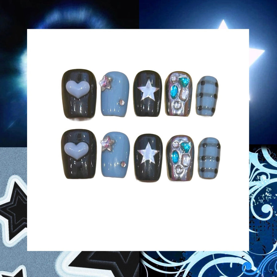 Extra Blue Acrylic Square Press On Nail - MaYonail Store