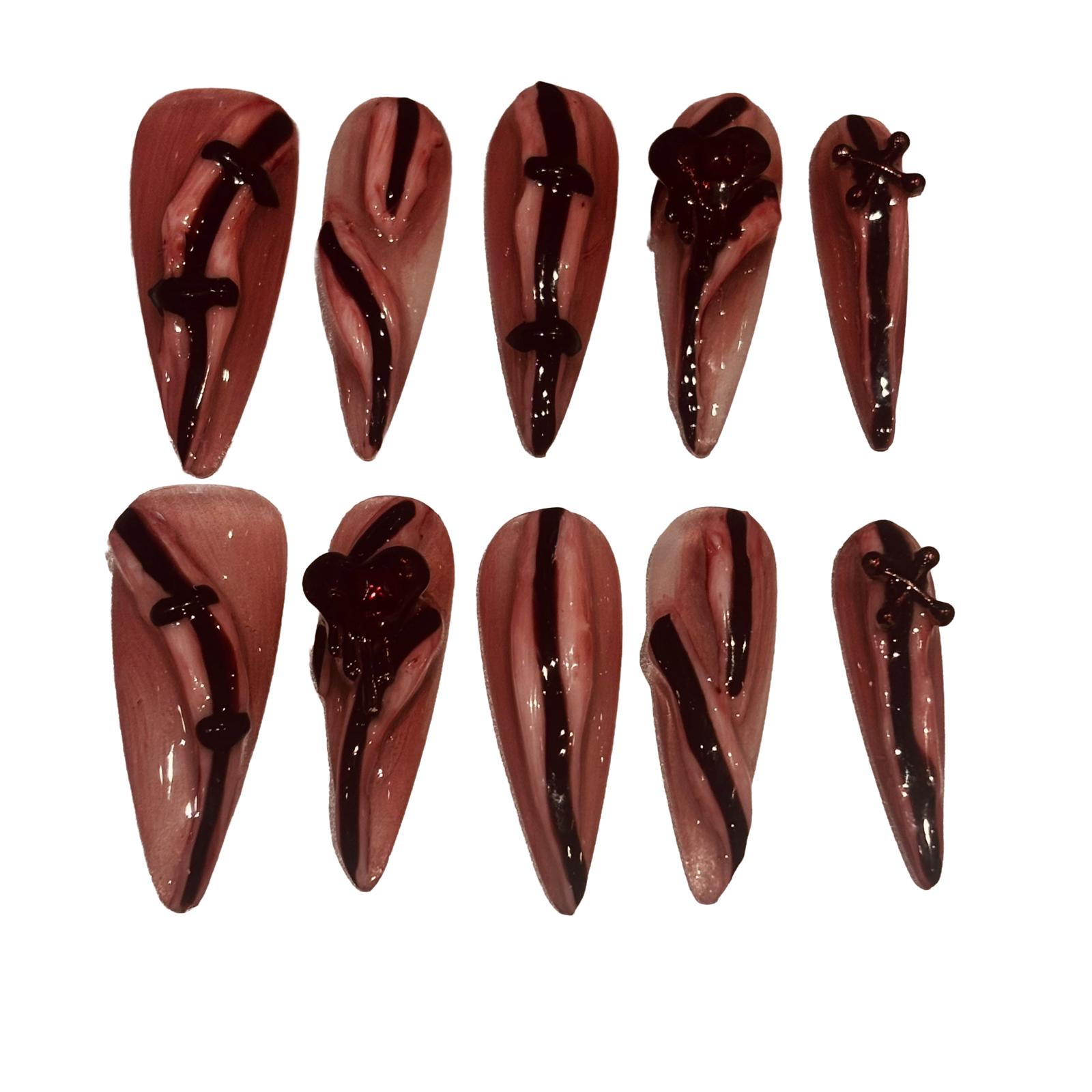 Slit Heart Acrylic Stiletto Press On Nail - MaYonail Store