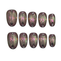 Pink Holographic Acrylic Oval Press On Nail - MaYonail Store