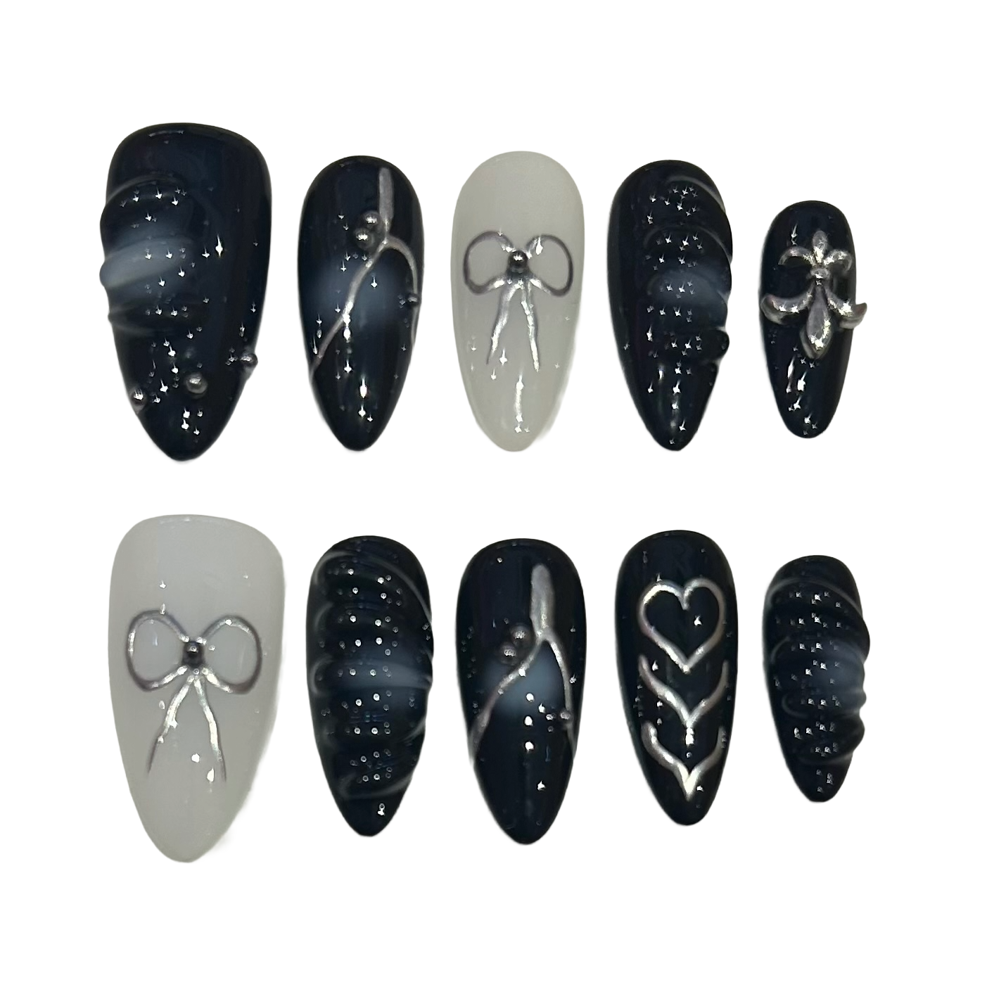 Dark Coquette Acrylic Almond Press On Nail - MaYonail Store