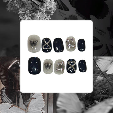Butterfly Moon Acrylic Square Press On Nail