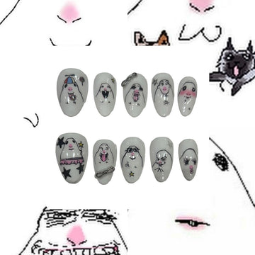 Silly Hamster Acrylic Almond Press On Nail L299