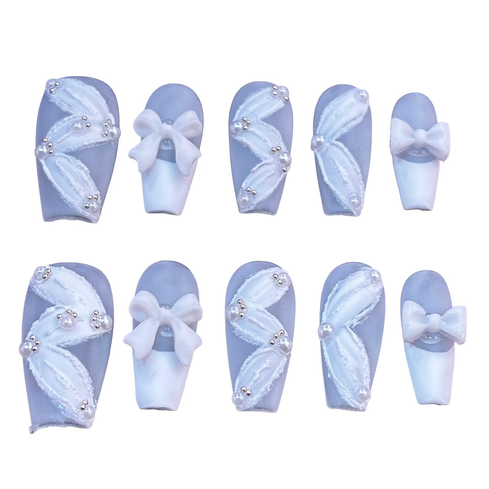 Elegant Lace Acrylic Coffin Press On Nail - MaYonail Store