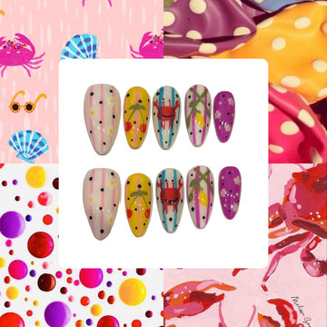 Party Crab Acrylic Almond Press On Nail L360