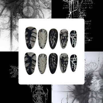 Maximalist Goth Acrylic Almond Press On Nail - MaYonail Store
