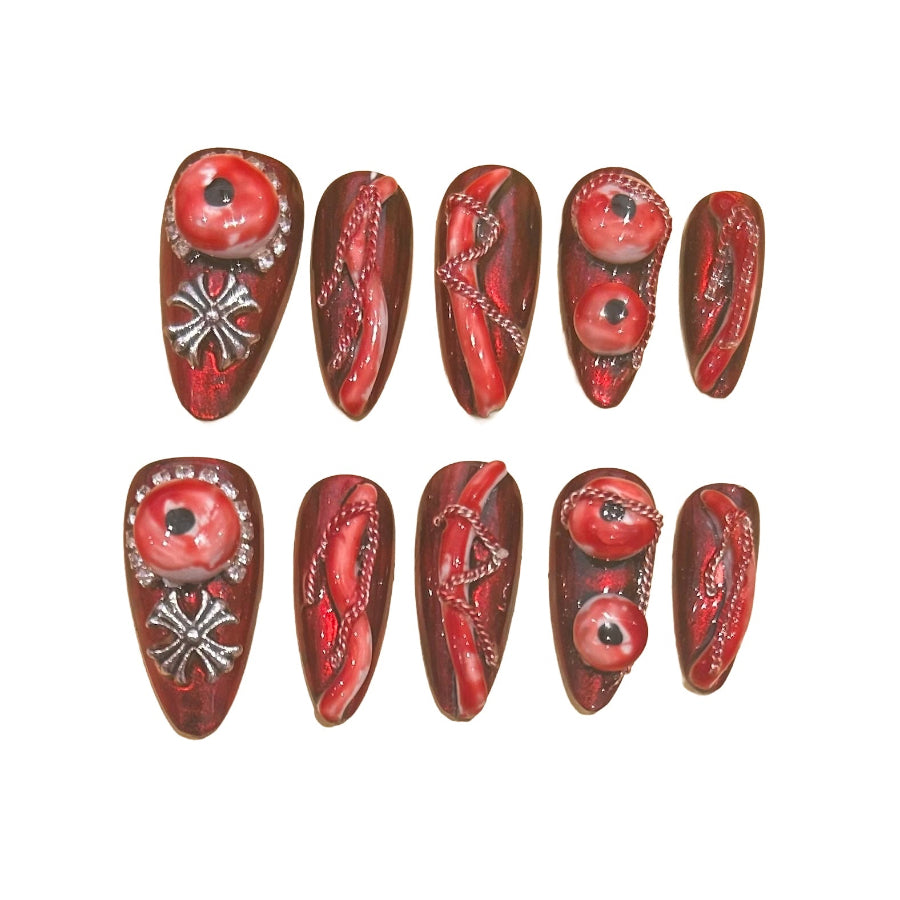 Halloween Zombie Acrylic Almond Press On Nail - MaYonail Store