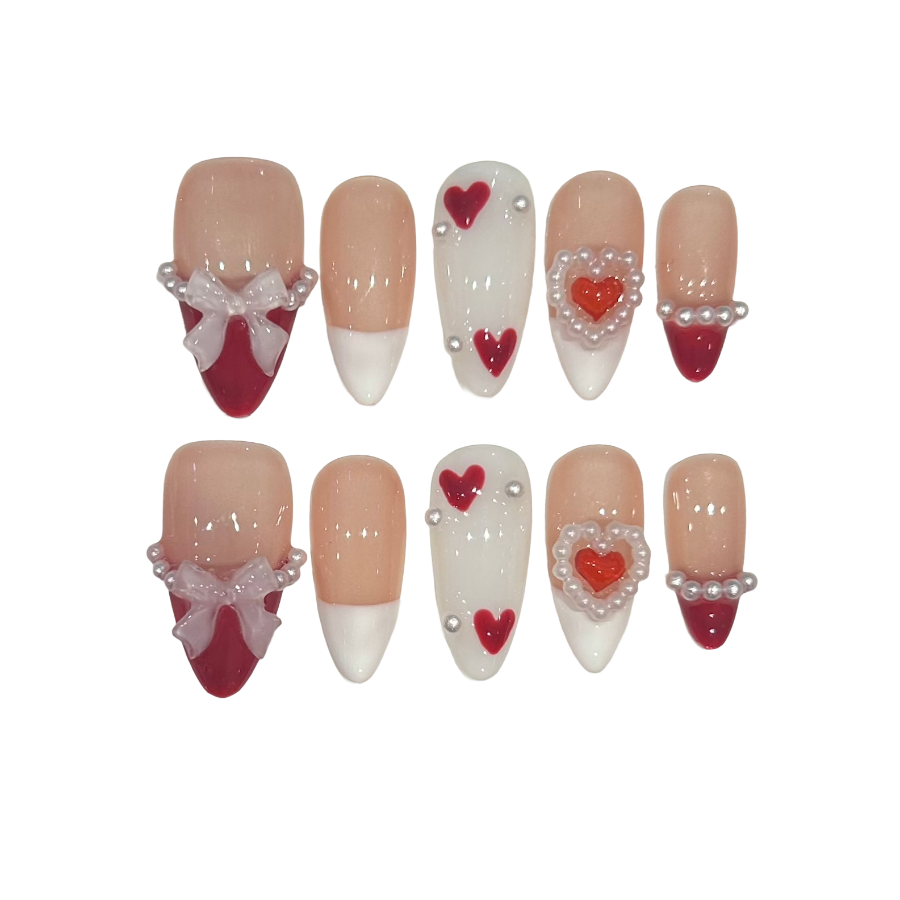 Valentine Acrylic Almond Press On Nail - MaYonail Store
