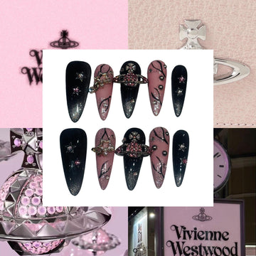 Vivienne's Pink Charm Acrylic Stiletto Press On Nail - MaYonail Store