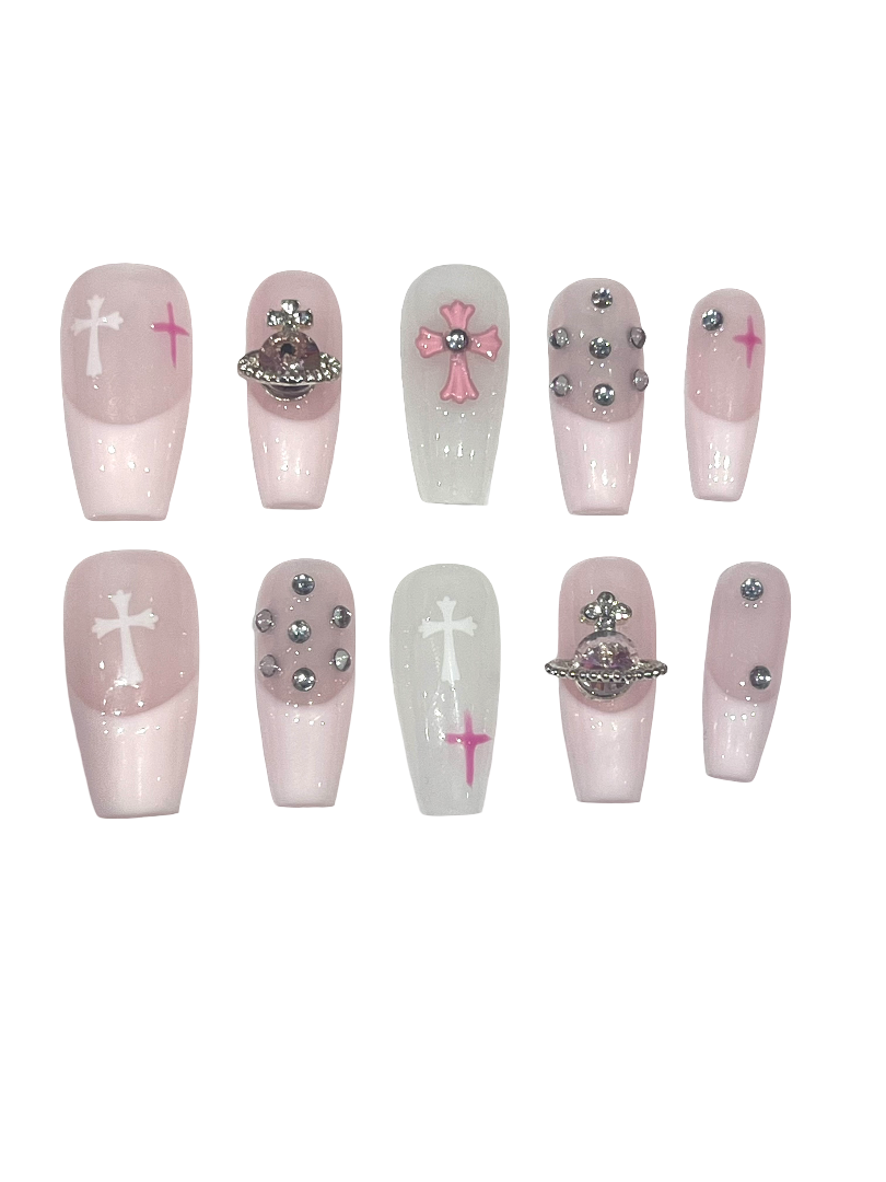 Glitter Grave Acrylic Square Press On Nail - MaYonail Store