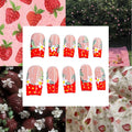 Strawberry Picnic Acrylic Square Press On Nail - MaYonail Store