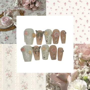 Lacy Butterfly Acrylic Square Press On Nail