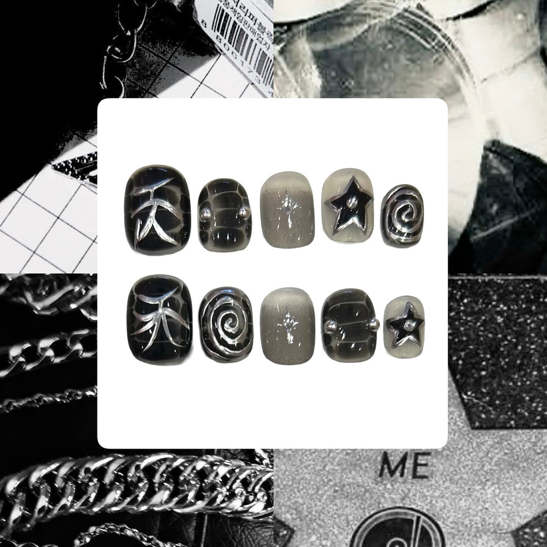 Punk Swirl Acrylic Square Press On Nail - MaYonail Store