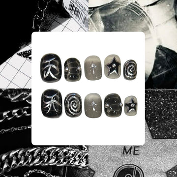 Punk Swirl Acrylic Square Press On Nail - MaYonail Store