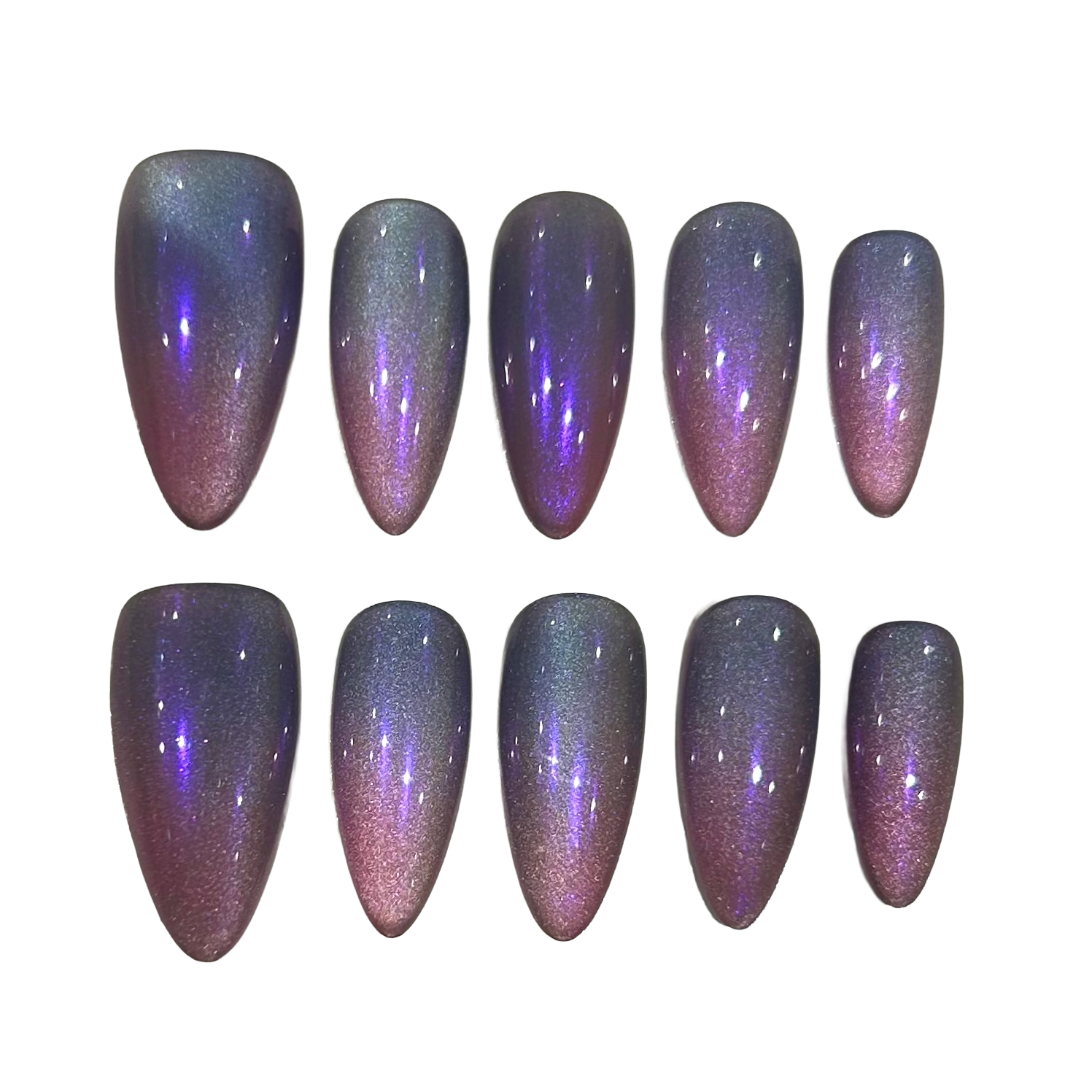 Purple Glimmer Acrylic Almond Press On Nail - MaYonail Store
