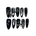 Noir Butterfly Acrylic Long Almond Press On Nail - MaYonail Store