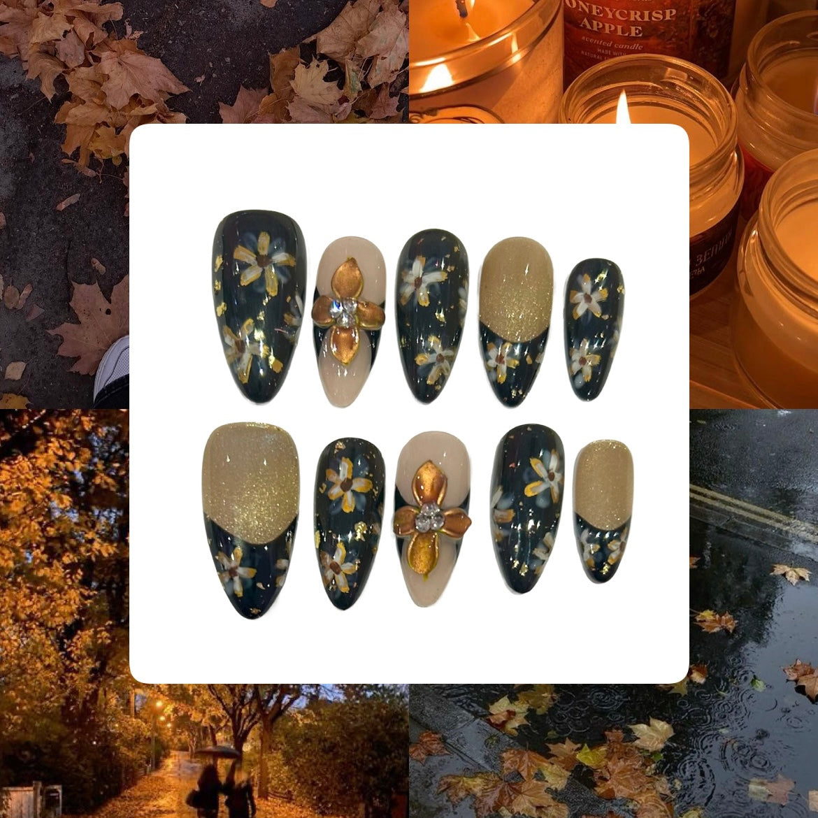 Autumnal Acrylic Stiletto Press On Nail